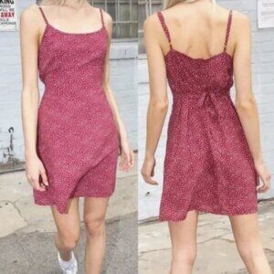 Brandy Melville Burgundy Red Ditsy Floral Sleeveless Mini Dress 90s Y2K Sundress